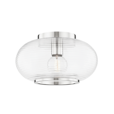 Steel with Clear Glass Shade Flush Mount