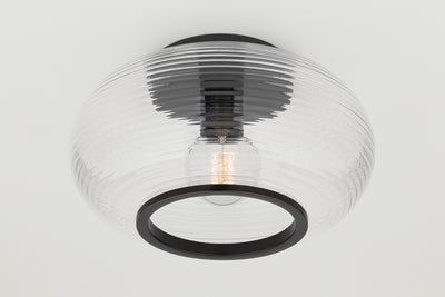 Steel with Clear Glass Shade Flush Mount