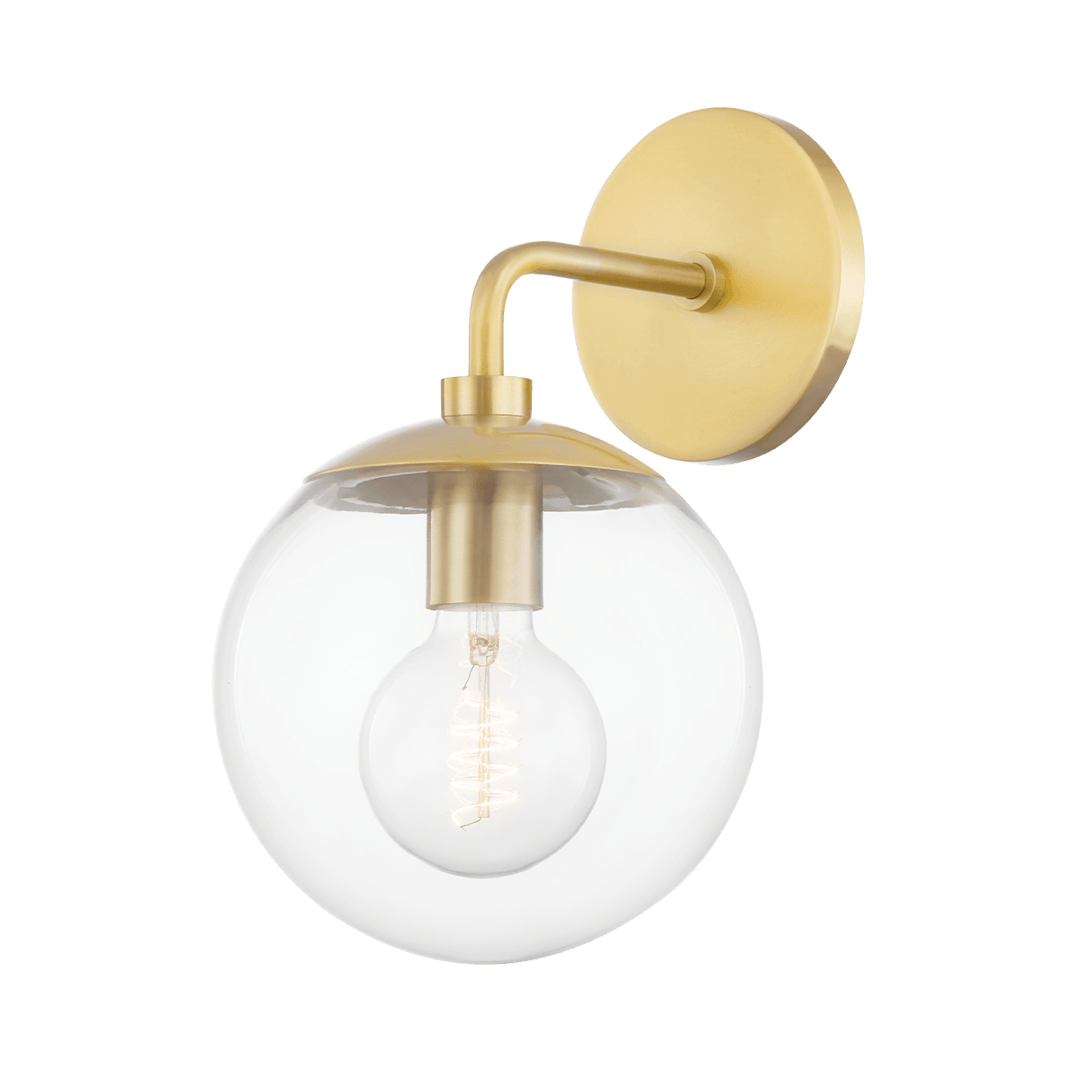 Steel Curve Arm with Clear Glass Globe Wall Sconce - LV LIGHTING