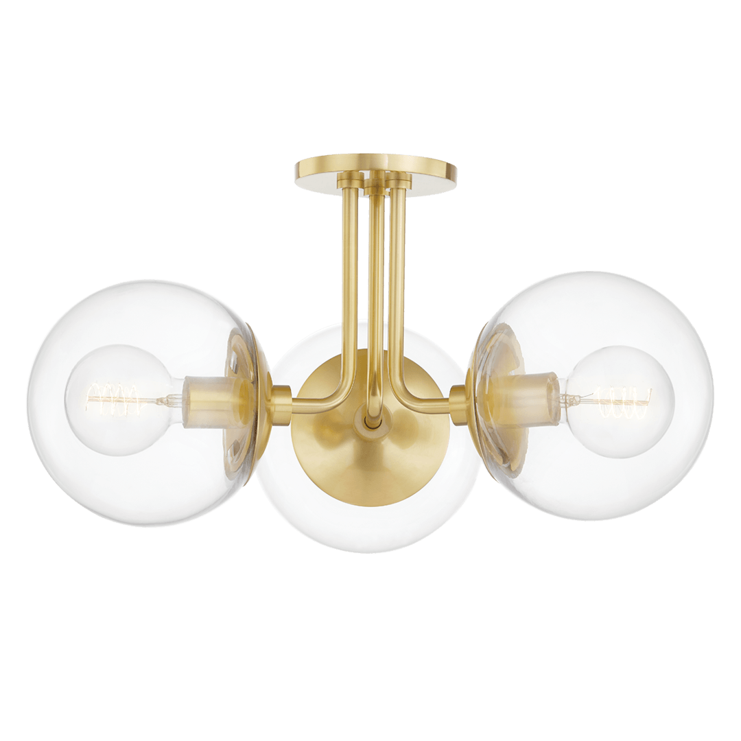 Steel Arch Arm with Clear Glass Globe Semi Flush Mount - LV LIGHTING