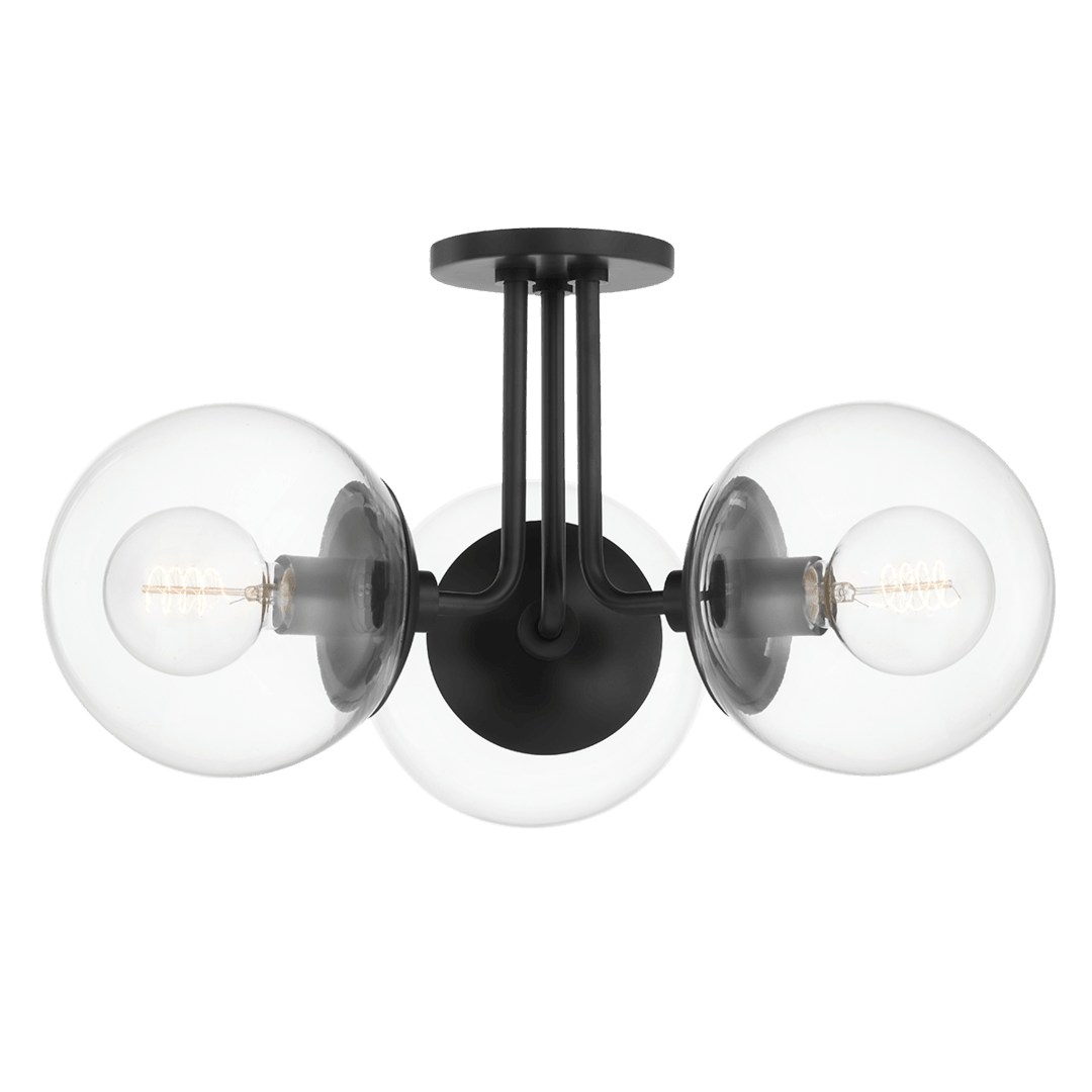 Steel Arch Arm with Clear Glass Globe Semi Flush Mount - LV LIGHTING