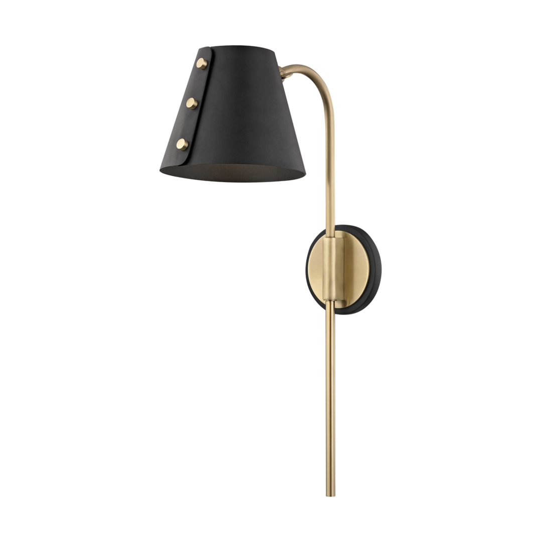 Steel Curve Arm with Folded Shade Plug In Wall Sconce