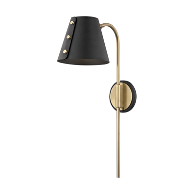 Steel Curve Arm with Folded Shade Plug In Wall Sconce