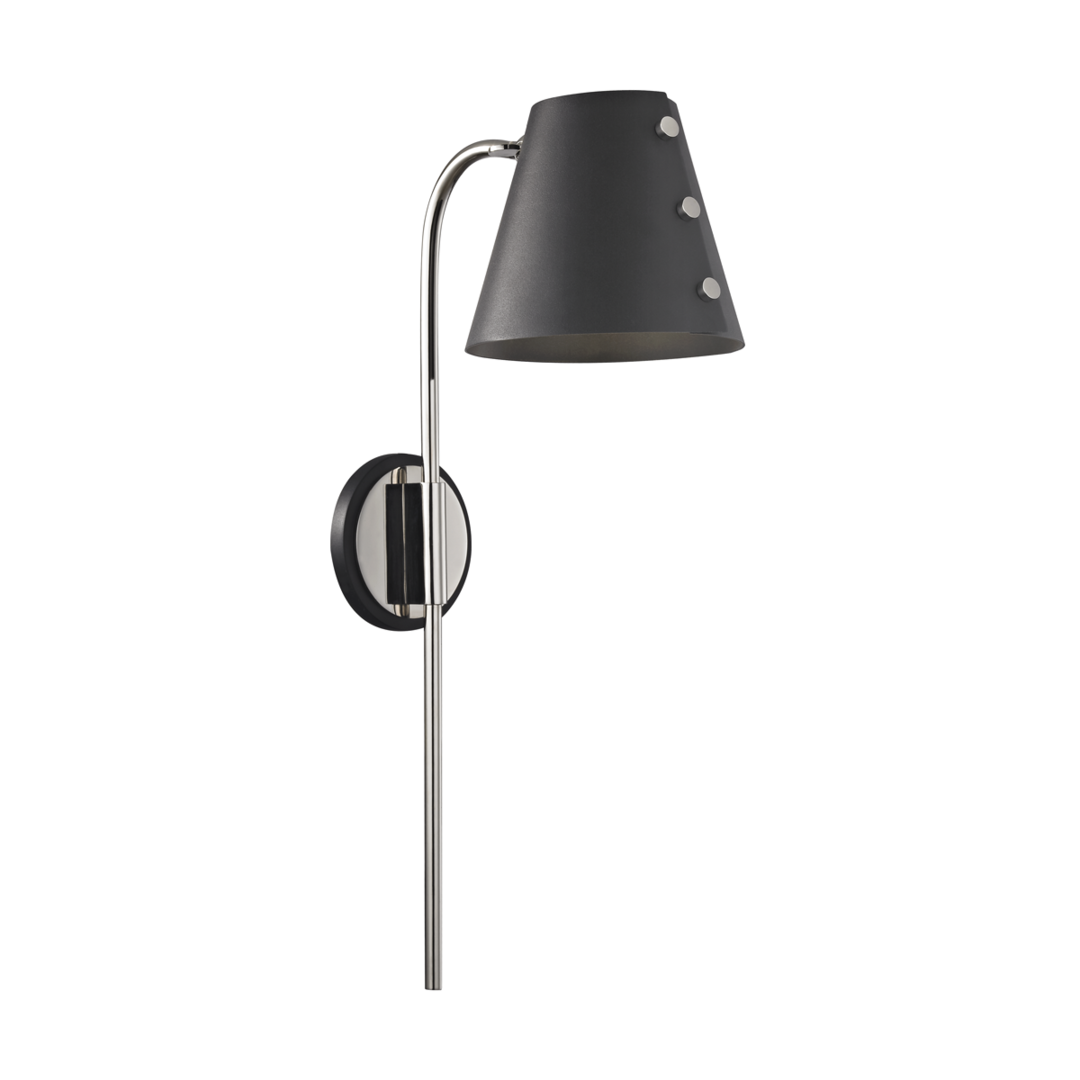 Steel Curve Arm with Folded Shade Plug In Wall Sconce