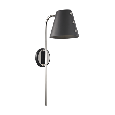 Steel Curve Arm with Folded Shade Plug In Wall Sconce