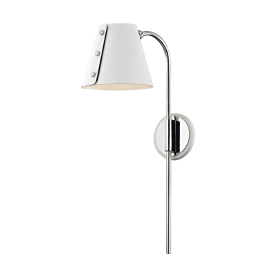 Steel Curve Arm with Folded Shade Plug In Wall Sconce