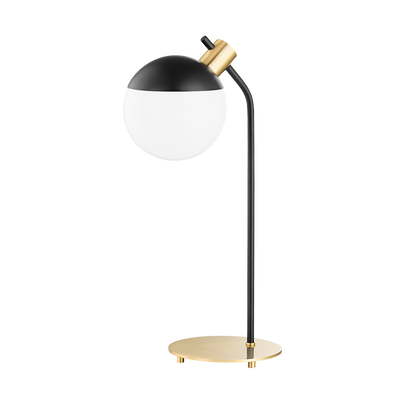 Steel Rod and Frame with White Glass Globe Table Lamp