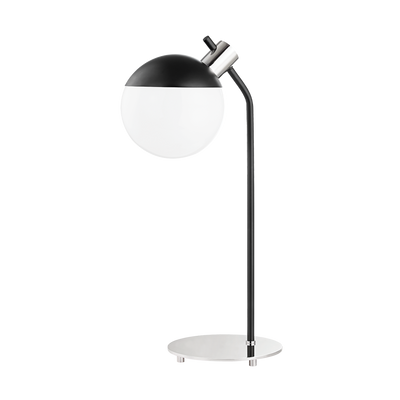 Steel Rod and Frame with White Glass Globe Table Lamp