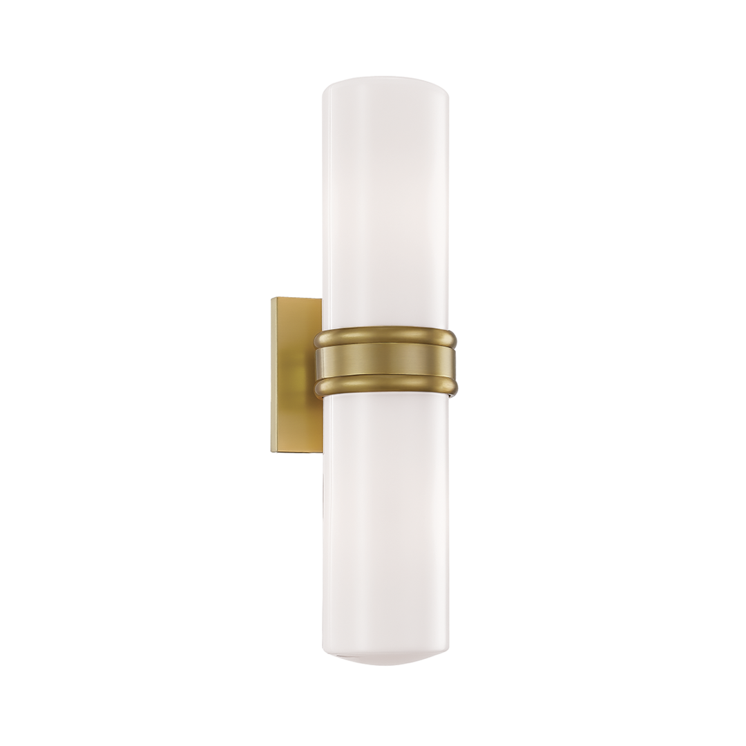 Steel Frame with Opal Glossy Cylindrical Glass Shade Wall Sconce