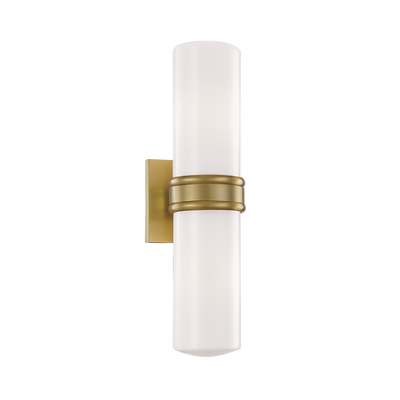 Steel Frame with Opal Glossy Cylindrical Glass Shade Wall Sconce