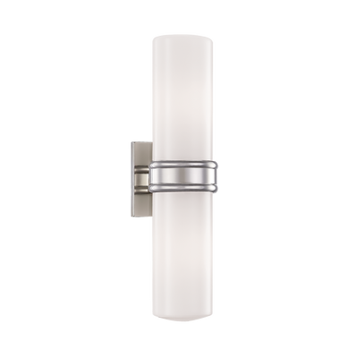Steel Frame with Opal Glossy Cylindrical Glass Shade Wall Sconce