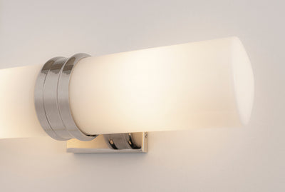 Steel Frame with Opal Glossy Cylindrical Glass Shade Wall Sconce