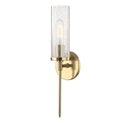 Steel Frame with Clear Cylindrical Crackle Glass Shade Wall Sconce