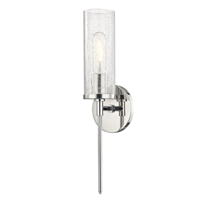 Steel Frame with Clear Cylindrical Crackle Glass Shade Wall Sconce