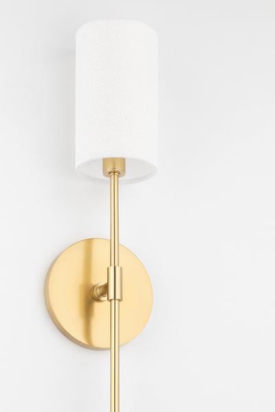 Steel Frame with Cylindrical Belgium Linen Shade Wall Sconce