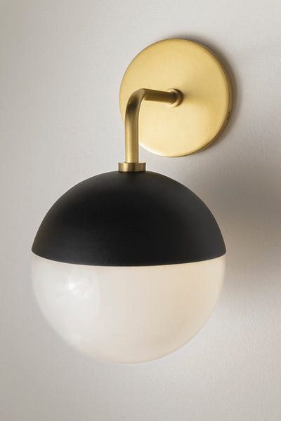 Steel Curve Arm with Opal Glossy Glass Globe Wall Sconce