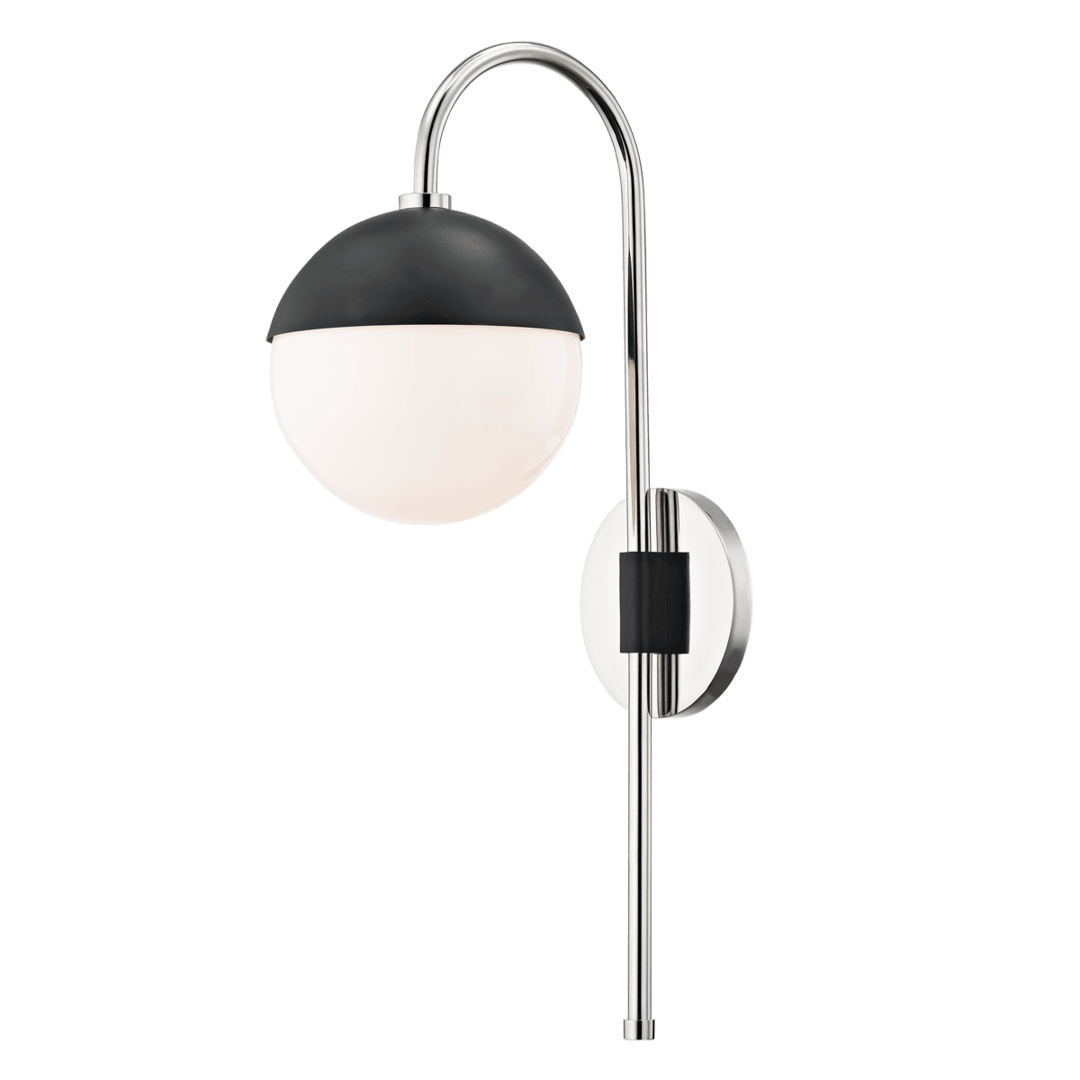 Steel Arch Arm with Opal Glass Globe Plug In Wall Sconce - LV LIGHTING