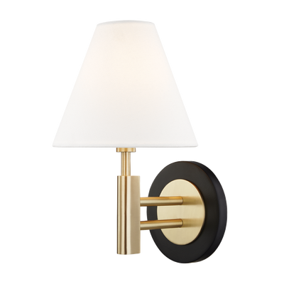 Steel Frame and Arm with White Linen Shade Wall Sconce