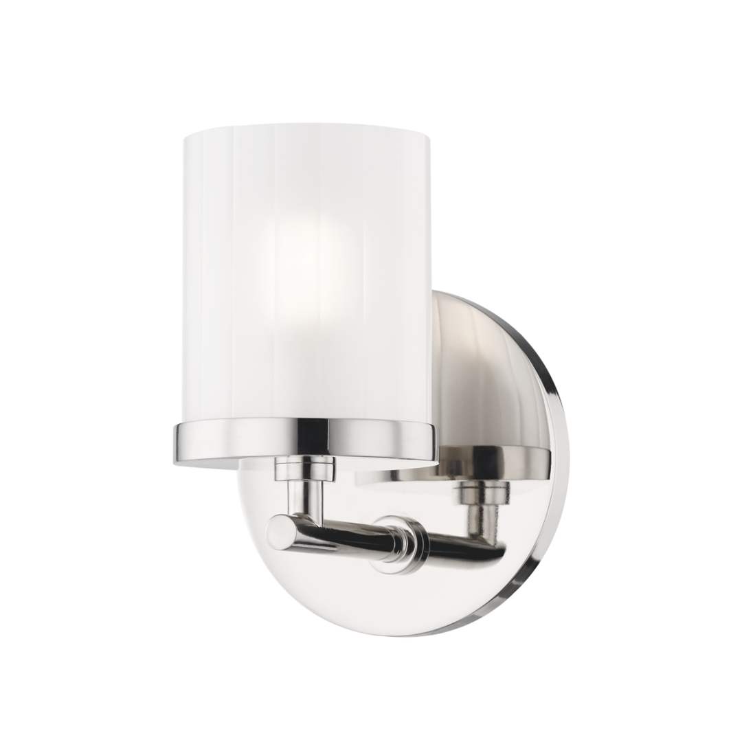 Steel Frame and Arm with Frosted Glass Shade Wall Sconce