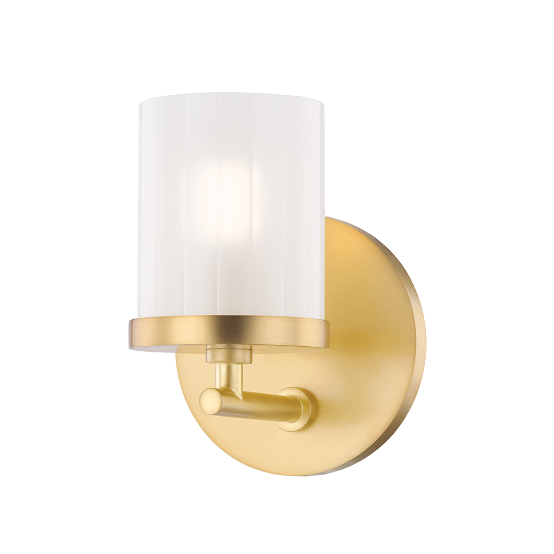 Steel Frame and Arm with Frosted Glass Shade Wall Sconce
