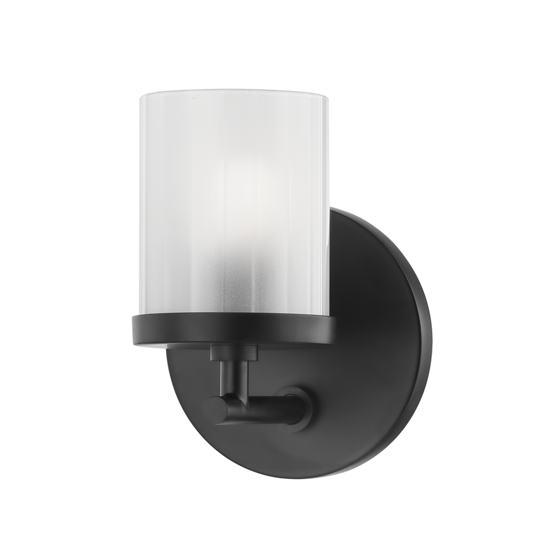 Steel Frame and Arm with Frosted Glass Shade Wall Sconce