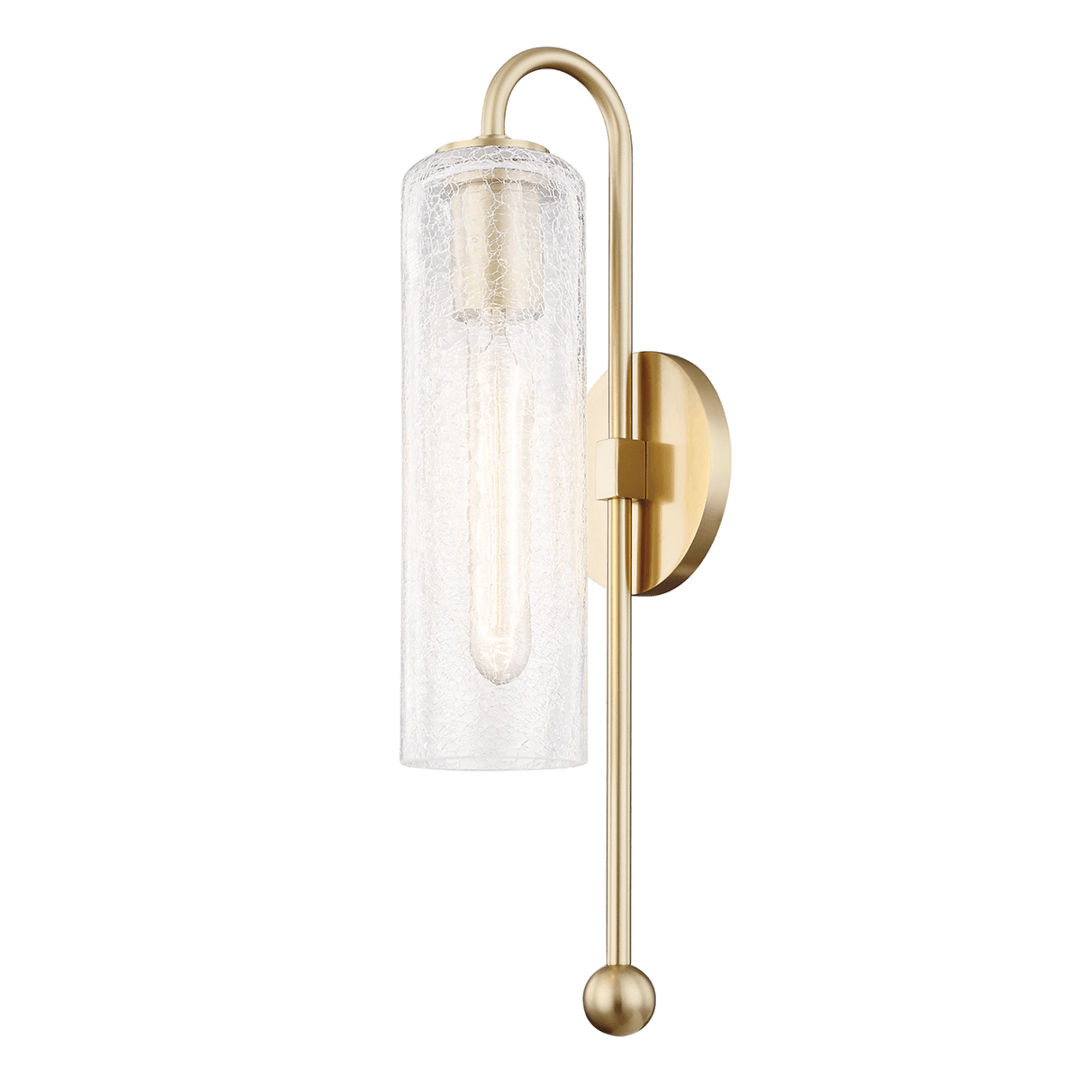 Steel Arch Arm with Clear Cylindrical Crackle Glass Shade Wall Sconce - LV LIGHTING