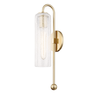 Steel Arch Arm with Clear Cylindrical Crackle Glass Shade Wall Sconce - LV LIGHTING