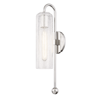 Steel Arch Arm with Clear Cylindrical Crackle Glass Shade Wall Sconce - LV LIGHTING