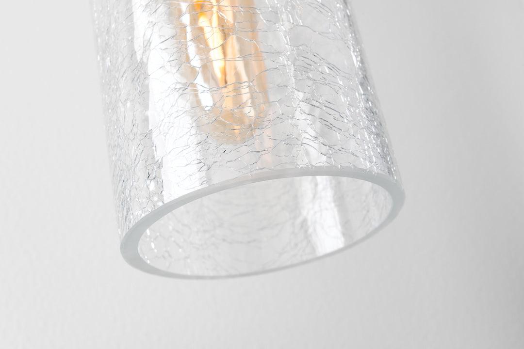 Steel Arch Arm with Clear Cylindrical Crackle Glass Shade Wall Sconce - LV LIGHTING