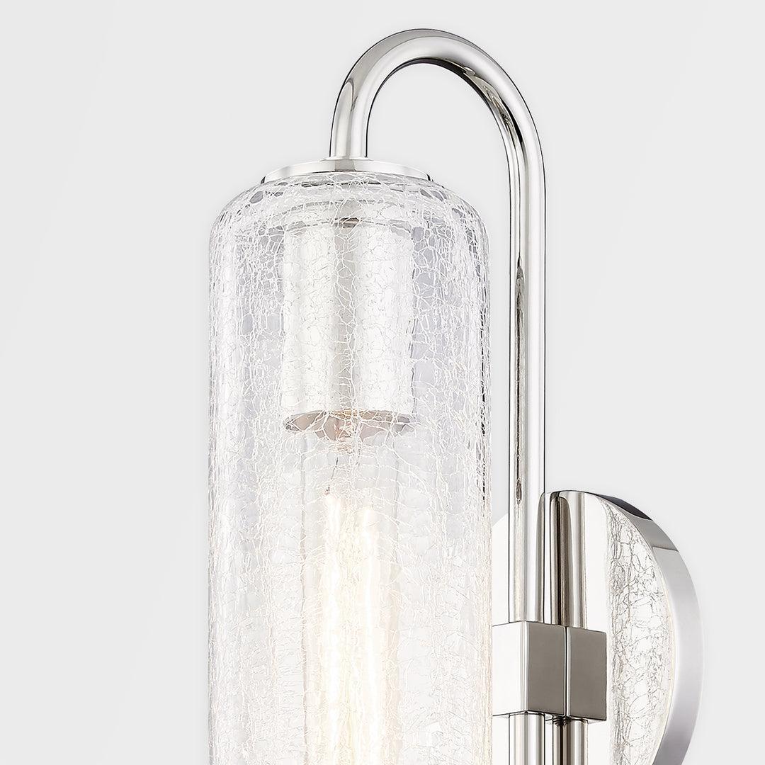 Steel Arch Arm with Clear Cylindrical Crackle Glass Shade Wall Sconce - LV LIGHTING