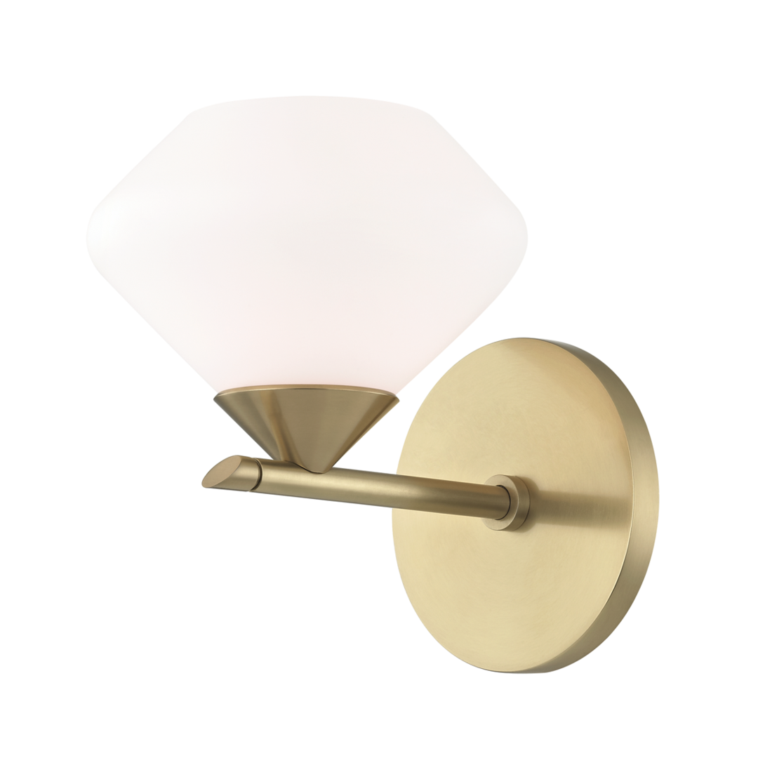 Steel Frame and Rod with Opal Matte Glass Shade Wall Sconce