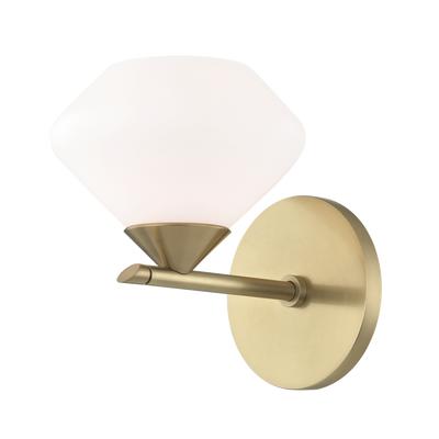 Steel Frame and Rod with Opal Matte Glass Shade Wall Sconce