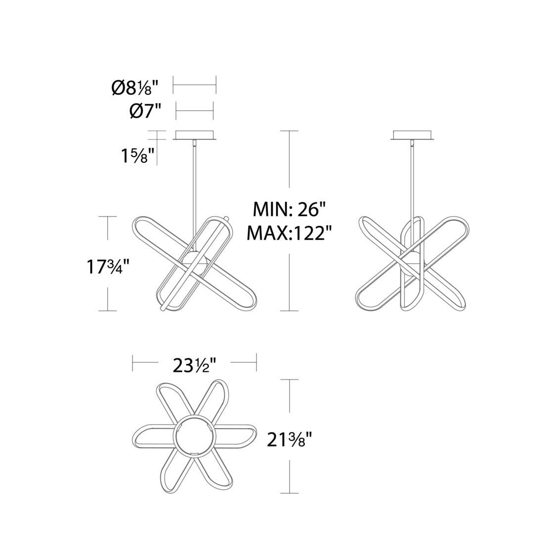 LED Steel Atom Frame with Acrylic Diffuser Chandelier - LV LIGHTING