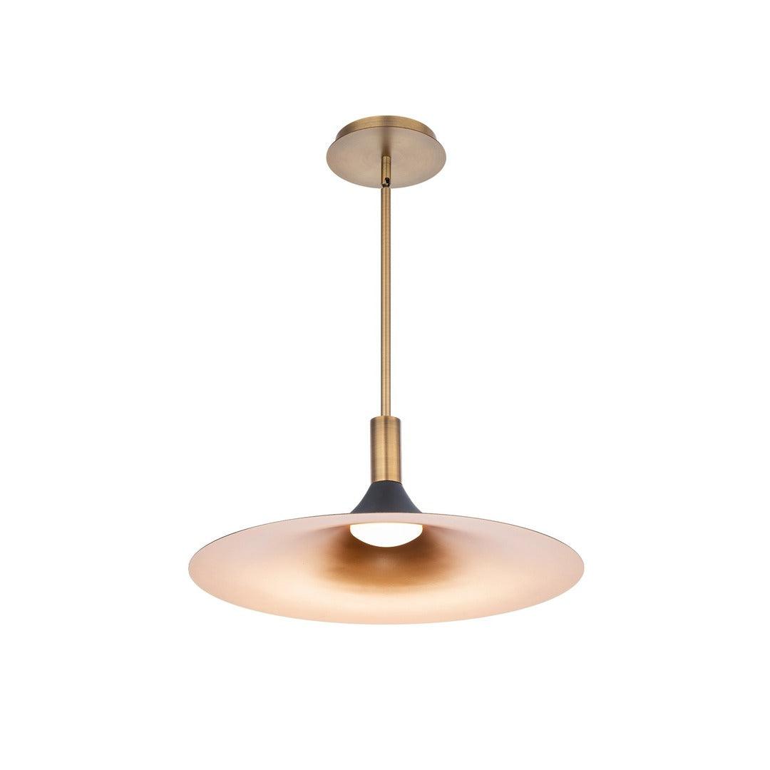 LED Black Gold with Aged Brass Shade Pendant - LV LIGHTING