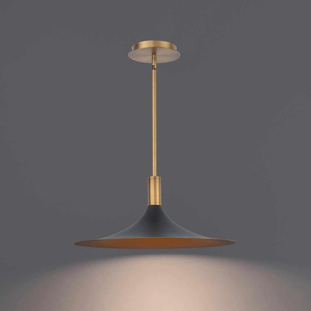 LED Black Gold with Aged Brass Shade Pendant - LV LIGHTING