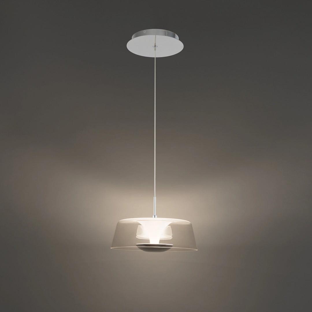 LED Chrome Frame with Clear Glass Shade Pendant - LV LIGHTING