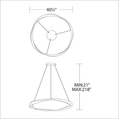 LED Twisted Steel Ring Frame with Silicone Diffuser Chandelier - LV LIGHTING