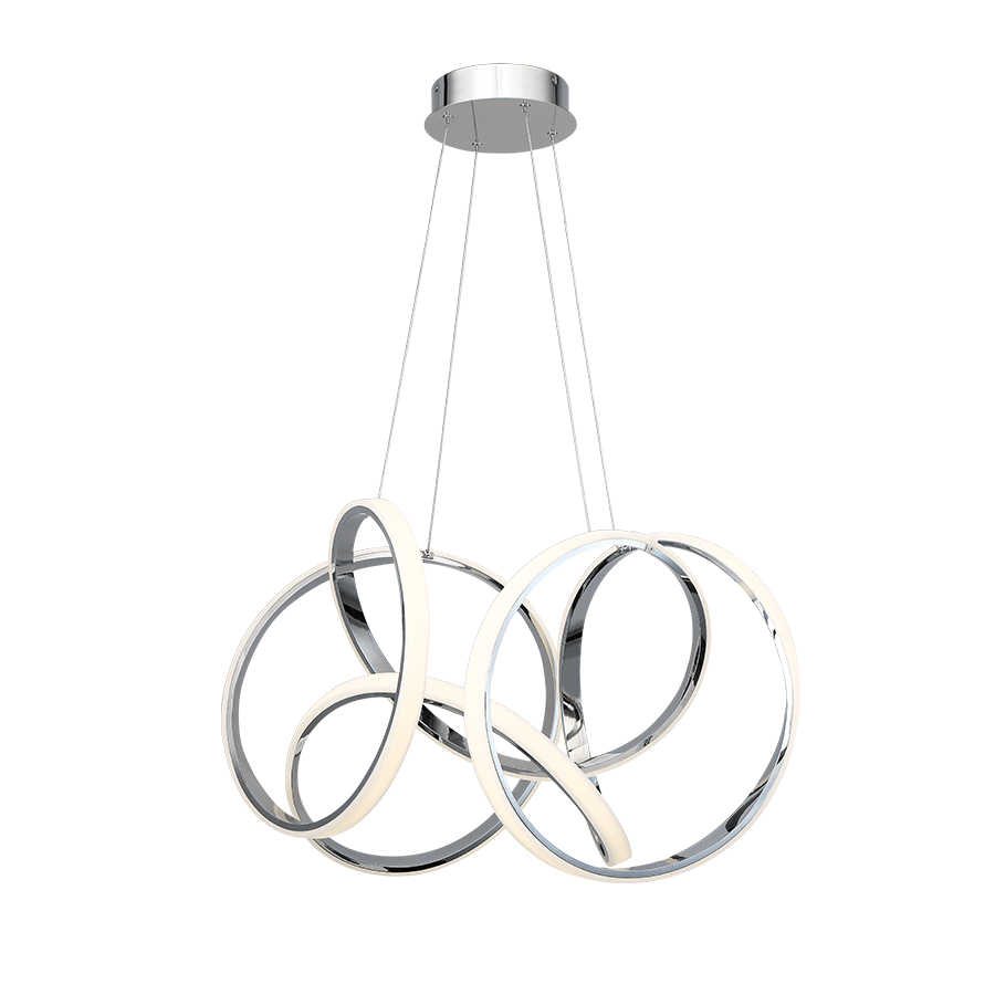 LED Chrome Twisted Frame with Composite Diffuser Chandelier - LV LIGHTING