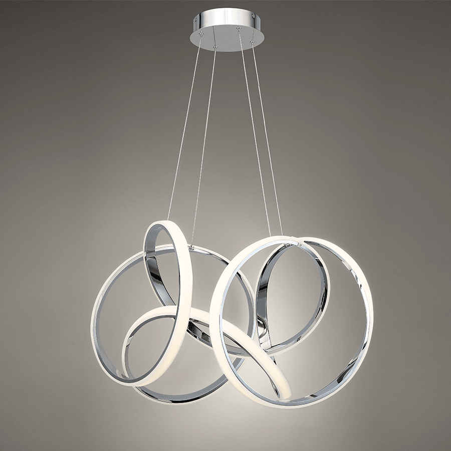 LED Chrome Twisted Frame with Composite Diffuser Chandelier - LV LIGHTING