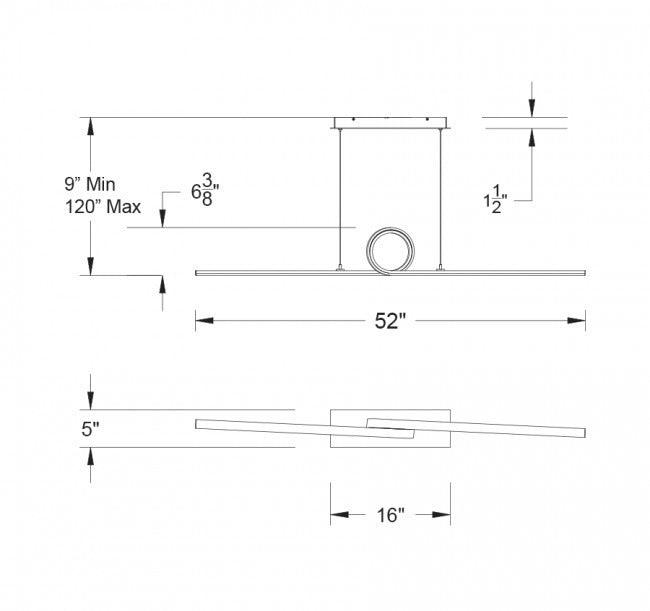 LED Aluminum Loop Frame with Composite Diffuser Linear Pendant - LV LIGHTING