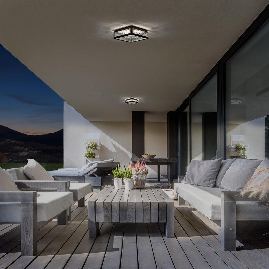 LED Aluminum Frame with Hammered Glass Diffuser Outdoor Flush Mount - LV LIGHTING