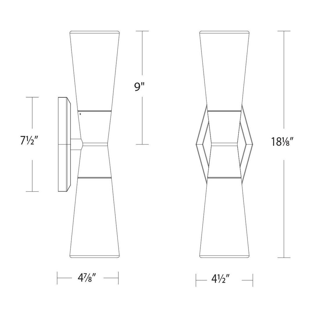 LED Aluminum Frame with Opal Glass Diffuser Wall Sconce - LV LIGHTING