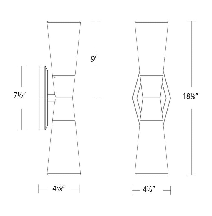 LED Aluminum Frame with Opal Glass Diffuser Wall Sconce - LV LIGHTING