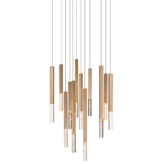 LED Hexagonal Steel Tube with Rock Crystal Chandelier - LV LIGHTING