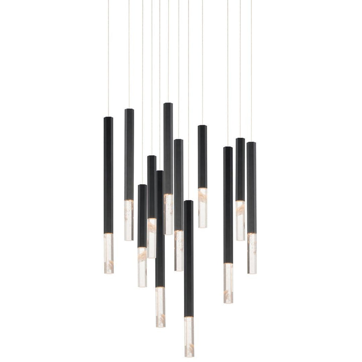 LED Hexagonal Steel Tube with Rock Crystal Chandelier - LV LIGHTING