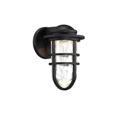 LED Aluminum Frame with Hammered Seedy Blown Glass Shade Outdoor Wall Sconce - LV LIGHTING