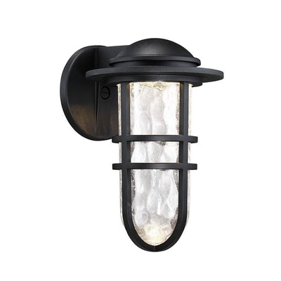 LED Aluminum Frame with Hammered Seedy Blown Glass Shade Outdoor Wall Sconce - LV LIGHTING