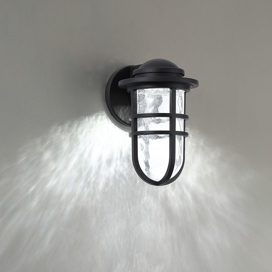 LED Aluminum Frame with Hammered Seedy Blown Glass Shade Outdoor Wall Sconce - LV LIGHTING