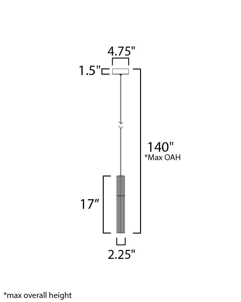 LED Gold Frame with Clear Cylindrical Ribbed Glass Shade Single Pendant - LV LIGHTING