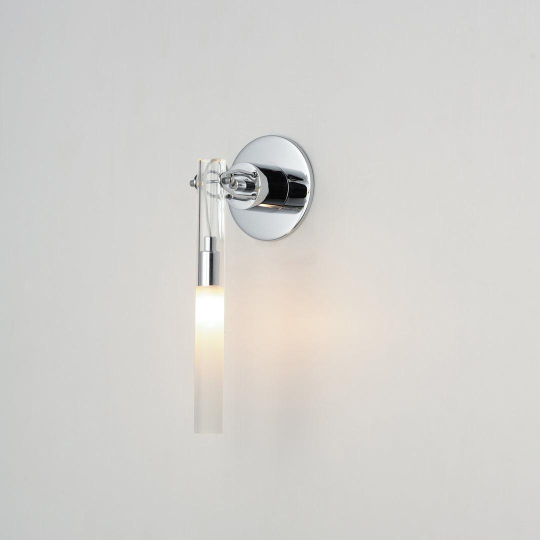 Chrome with Clear and Frosted Cylindrical Glass Tube Wall Sconce - LV LIGHTING